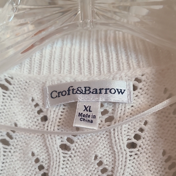 Croft & Barrow Cream Short Sleeve Cardigan - Picture 2 of 4